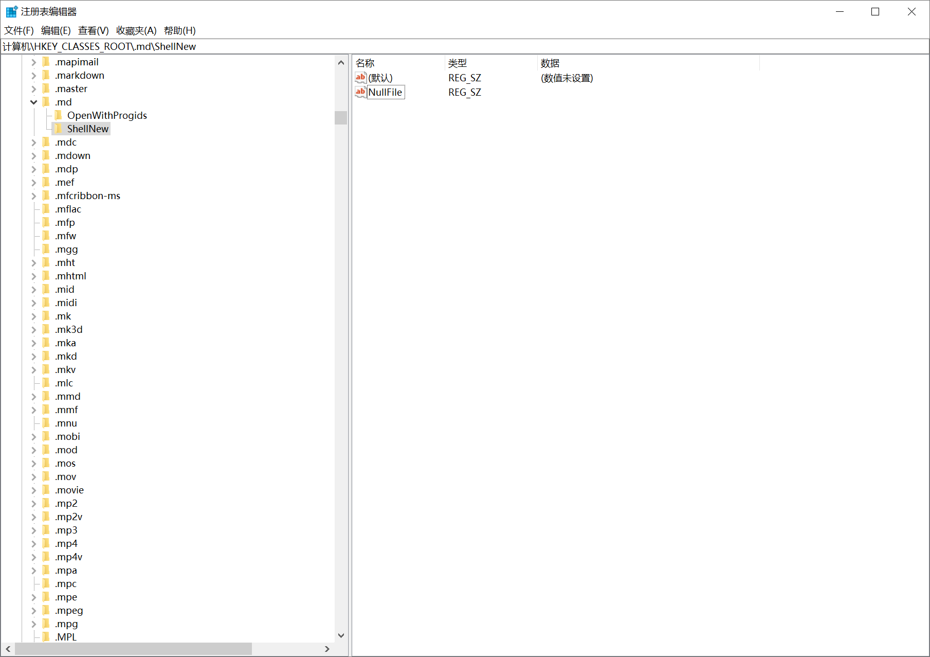 新建`ShellNew\NullFile`